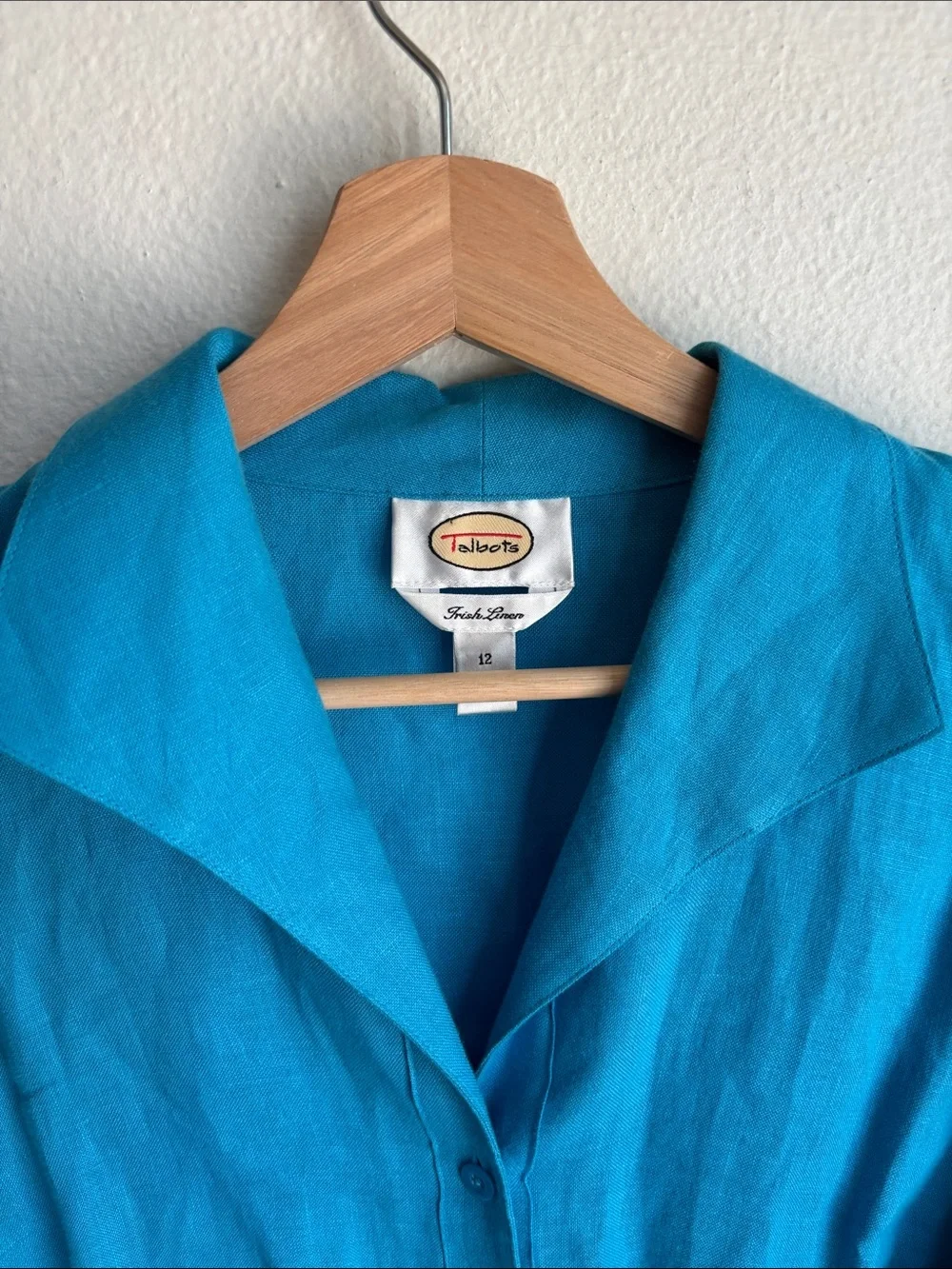 TALBOTS Irish Linen Top Vintage Tailored Feminine Lightweight Button Front  12